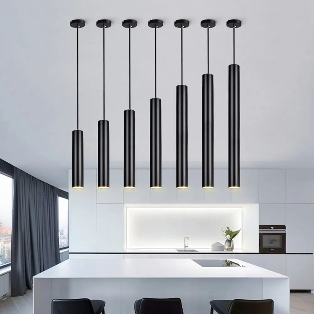 Dimmable LED Pendant Light Long Tube lamp Cylinder Pipe Hanging Lamps Kitchen - £23.19 GBP+