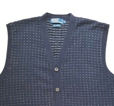 Vtg POLO Ralph Lauren Sweater Vest Wool Cardigan Men&#39;s XL Birdseye Academia - £67.25 GBP