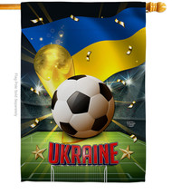 World Cup Ukraine House Flag Soccer 28 X40 Double-Sided Banner - £29.55 GBP