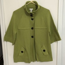 Chicos Womens Sweater Jacket Sz 1 M 8/10 Lime Green Button Front Cardiga... - £17.86 GBP