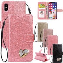 Bling Glitter Leather Magnetic Wallet Case For iPhone 13 12 14 15 Pro Max 7 8 - £38.40 GBP