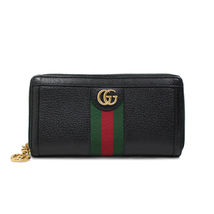 Gucci Wallet Leather Ophidia Zip Around Sherry Line Long Black - £1,269.37 GBP
