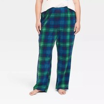 Wondershop Women&#39;s Holiday Tartan Plaid Fleece Pajama Pants Blue Green Size 4X - £15.97 GBP