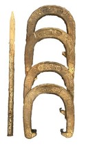 VTG STAR Cast Iron Horsehoes Horse shoe Game, 4 Shoes, 1 Post, Nice! Steel! - $44.34