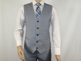 Men Suit BERLUSCONI Turkey 100% Italian Wool Super 180's 3pc Vested #Ber7 Sky image 6