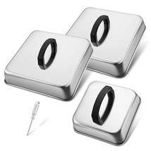 3 Pcs Cheese Melting Dome, Square Basting Covers Lids For Outdoor Griddle Grill  - £30.46 GBP