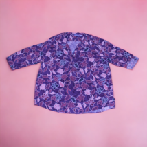 Laura Scott Purple Floral Women&#39;s Spring Summer Business Casual Blouse Size XXL - £12.65 GBP