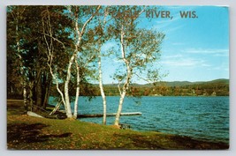 Eagle river Wis. Fall Autumn Postcard VTG UNP Edward Wells dock Silver B... - £4.57 GBP