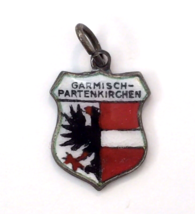 Garmisch-Partenkirchen Karo 800 Silver &amp; Enamel Coat of Arms Charm Vintage - £16.55 GBP