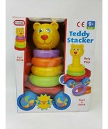 Teddy Stacker Develops Hand &amp; Eye Coordination Pull Along Bright Colors New - $21.49