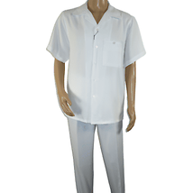 Men 2pc Walking Leisure Suit Short Sleeves By DREAMS 255-15 Solid White - £76.44 GBP