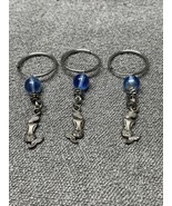 Lot of 3 Silver Tone Blue Beaded Mermaid Wine Charms KG - $16.29 CAD