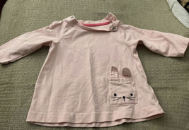 H&amp;M Baby Girls shirt long sleeve 2 to 4 months pink w/ bunny - $2.85