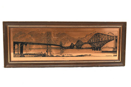The Forth Bridges Vintage Etchmaster Original Copper Etching 18.75&quot; x 7&quot; - £34.99 GBP