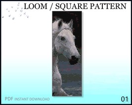Delica Bead Loom Pattern No.01 - White Horse Bead Loom Bracelet - Beaded... - £3.16 GBP