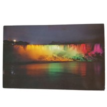 Postcard Illuminated View American Falls Niagara Falls Canada Chrome Unposted - $6.92