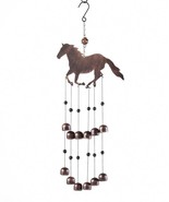 Horse Wind Chime 2 Tier Bell 24.8&quot; Long Metal &amp; Glass Music Garden Porch... - £25.68 GBP