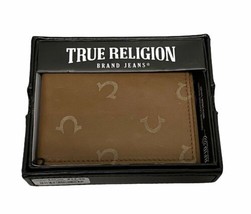 True Religion Yurt Leather BiFold Wallet BTAN Brown Horseshoe RFID $50 - £27.45 GBP