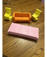 Vintage 1973 BARBIE DREAM HOUSE FURNITURE LOT Orange Couch Yellow Chairs... - £22.30 GBP