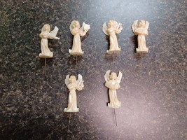 6 Vtg Miniature Hong Kong Angel Musician Band 3&quot; Craft Christmas Diorama - £15.81 GBP