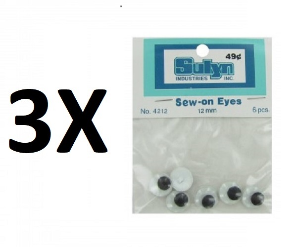 6 Pack Sew-on Wiggly Eyes (3 Packs) - $5.83