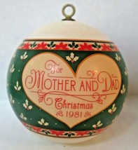 Vtg 1981 Hallmark Christmas Tree Ornament Mother &amp; Dad Ball Read Descrip... - £11.79 GBP