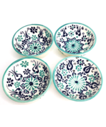 4 Small Bowls Aydin Turkish Aqua Raised Floral Ceramic Bowls 3.5” X 1.5”... - £15.26 GBP