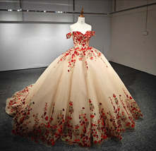 A-Line Floral Sequin Appliqué Sweetheart Shimmering Special Occasion Ball Gown - £1,015.37 GBP
