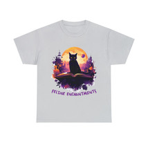 halloween black cat magic book t shirt women and men Unisex Heavy Cotton Tee - £12.63 GBP+