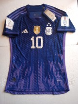 Lionel Messi Argentina 2022 World Cup Champions 3 Star Match Away Soccer Jersey - £94.91 GBP
