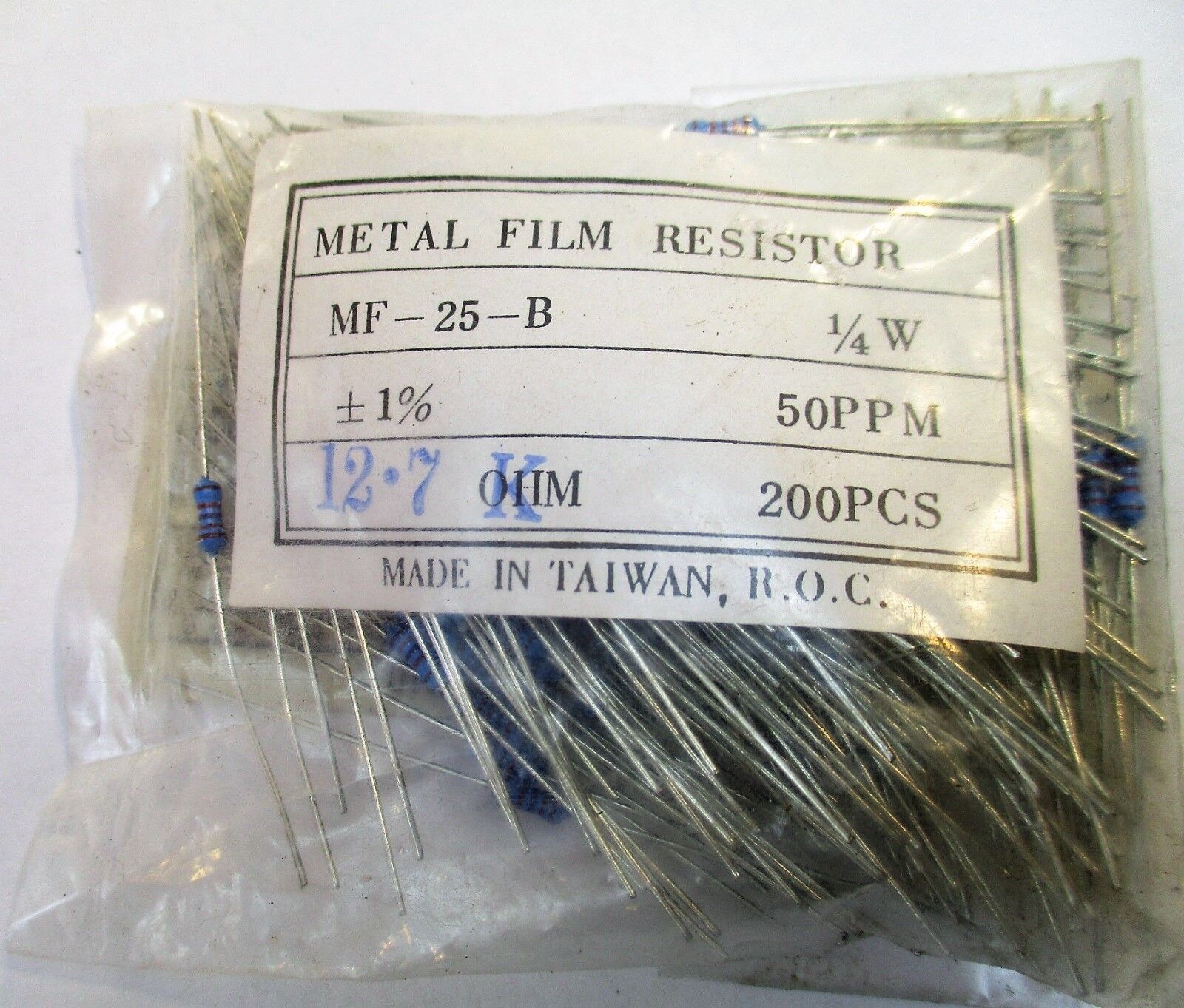 Metal Film Resistor MF-25-B 1/4w 50 PPM 12.7K +-1% Qty 200 New - $9.60