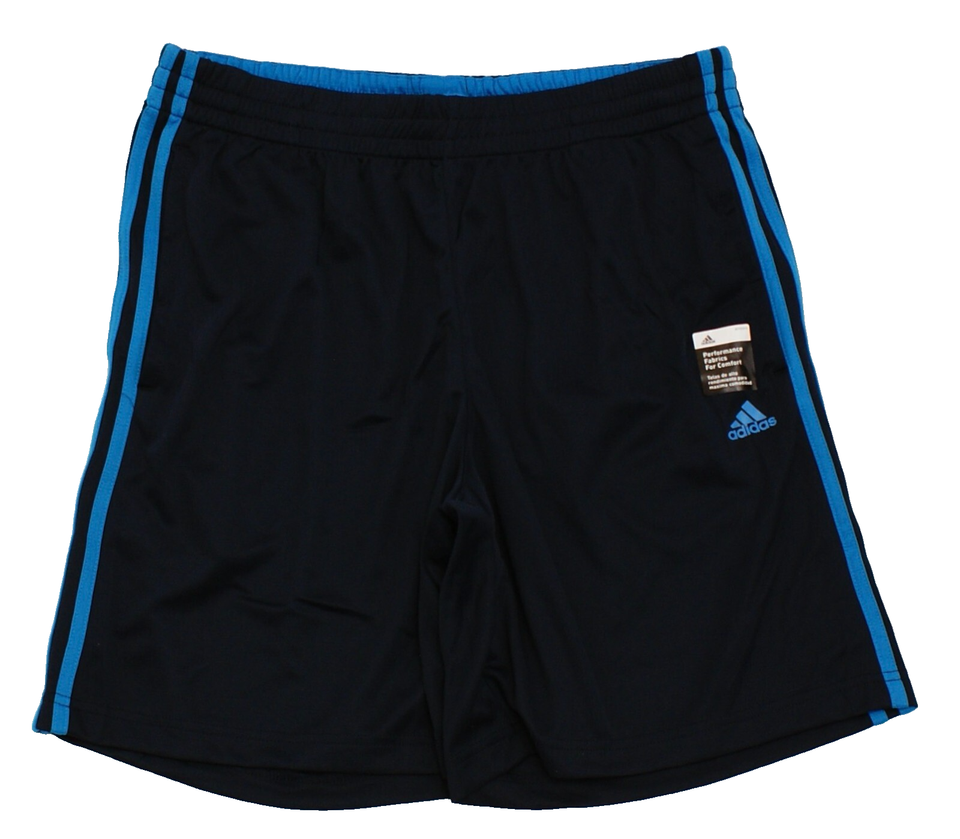 Adidas Men&#39;s M/L Navy Blue Athletic Shorts Lightweight Drawstring 3 Stripes - $29.69