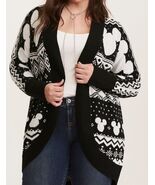 Torrid Disney Mickey Mouse Fair Isle Cocoon Cardigan Plus 1 Black White - $540.01 MXN