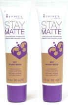 2 Ct Rimmel 1 Oz Stay Matte 403 Warm Beige Lightweight Liquid Mousse Fou... - $18.99