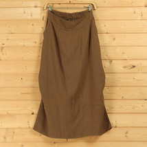 Olive Green Linen Cotton Boho Skirts Women One Size Casual Linen Skirt image 2