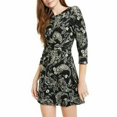 Primary image for Be Bop Juniors Paisley Twist-Front Dress, Black Size XL