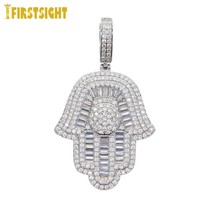 New CZ Eyes Of The Angel Of Fatima Pendant Necklace Iced Out Bling Cubic Zirconi - £34.06 GBP