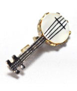 Vintage Mother of Pearl Banjo Gold Tone Brooch Pin Jewelry 1.5&quot; - $20.78