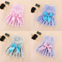 Striped Skirt Bow for Cats and Dogs, Pet Summer Clothes, Puppy Clothing - £15.63 GBP