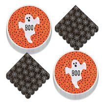 Halloween Party Basic Boo Ghost Paper Dessert Plates and Scalloped Spider Web Na - £10.75 GBP