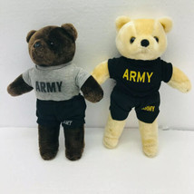 2 Military  Brown Plush Bears Physical Training Toy Collectible Bears - $14.25