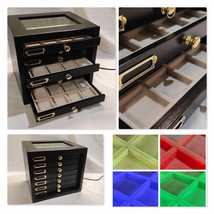 Money Chest IN Solid Wood And Velvet Italian Mobile for Coins LED Light USB - £361.87 GBP