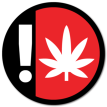 &quot;Cannabis Warning OR&quot; 0.75 Circle, Black &amp; Red on White, Roll of 50 Stic... - $11.64