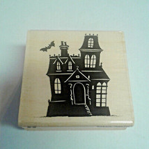 Haunted House Mansion Rubber Stamp NEW Halloween Holiday Craftsmart Wood Mount - £1.58 GBP