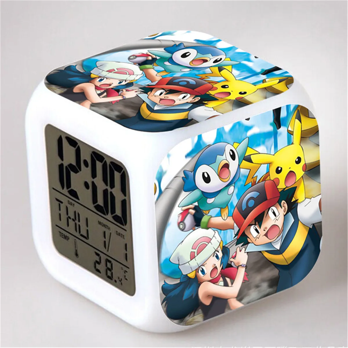 Anime Pokemon Pikachu Alarm Clock Cartoon Colorful Squirtle Ash Ketchum Moltres - £12.40 GBP