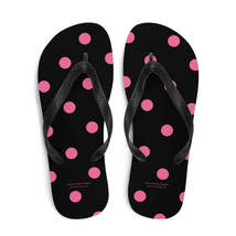Autumn LeAnn Designs® | Adult Flip Flops Shoes, Black with Pink Polka Dots - $25.00