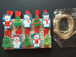 120pcs Christmas Bear Clothespin,Wood Pegs,Paper Clips,Christmas Ornaments Decor - £14.45 GBP