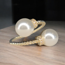 Vintage Wrap Ring Inlaid Artificial Pearl Fashion Estate sz 8.5 - £9.14 GBP