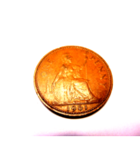 1961 Great Britain One Penny Queen Elizabeth Large Cent England bronze coin - $6.88