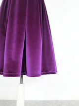 Winter PURPLE Midi Pleated Skirt Women Plus Size Velvet Pleated Midi Skirt image 6